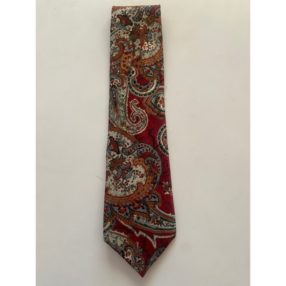 Dion Collection Men Red Paisley Italian Silk Hand Crafted Canada Tie 4 Inch Wide